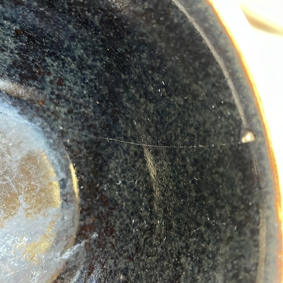 Conner Prairie Vintage 1993 Small Salt Glaze Prep Bowl Cobalt Blue Heart Design. - Picture 9 of 9